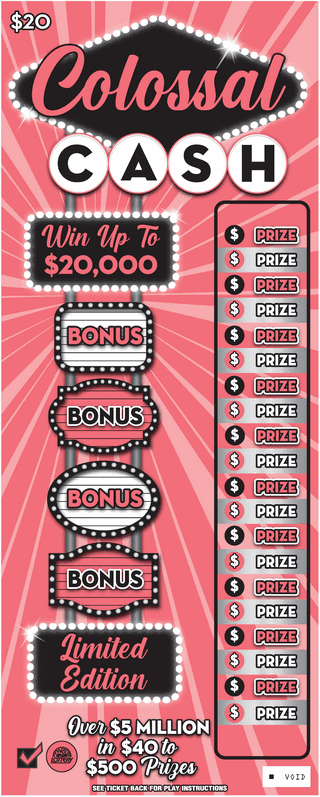 COLOSSAL CASH West Virginia Lottery scratch-off ticket