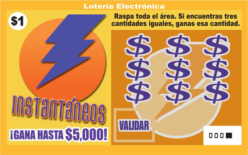 INSTANTANEO Puerto Rico Lottery scratch-off ticket art