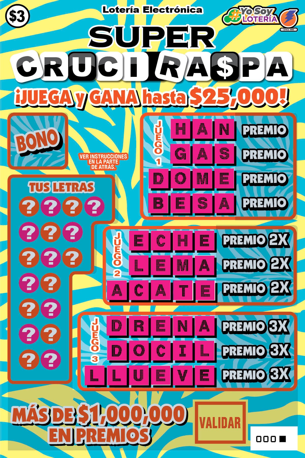 CrusiRaspa Puerto Rico Lottery scratch-off ticket art