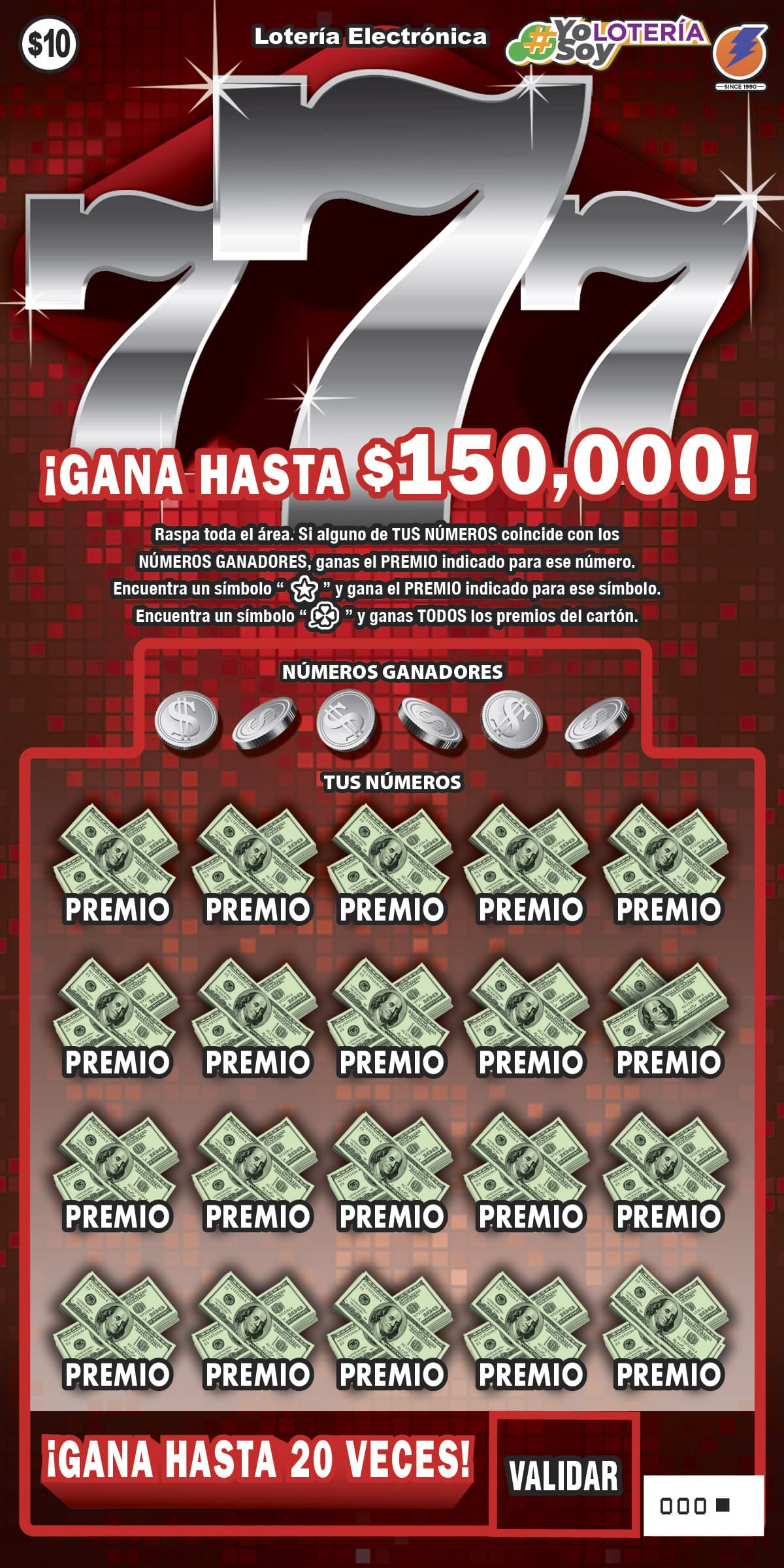 777 Puerto Rico Lottery scratch-off ticket art