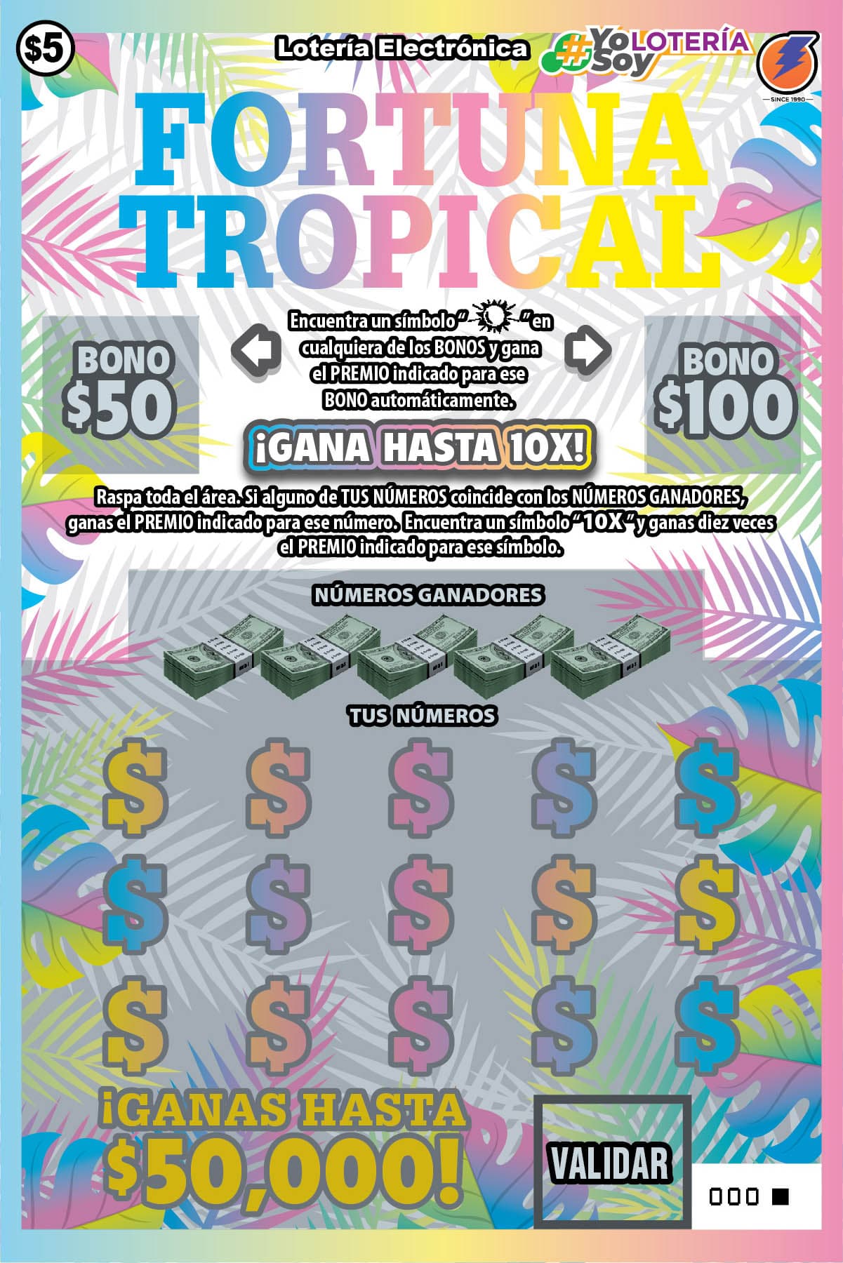 FORTUNA TROPICAL Puerto Rico Lottery scratch-off ticket
