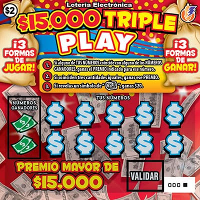 TRIPLE PLAY Puerto Rico Lottery scratch-off ticket art