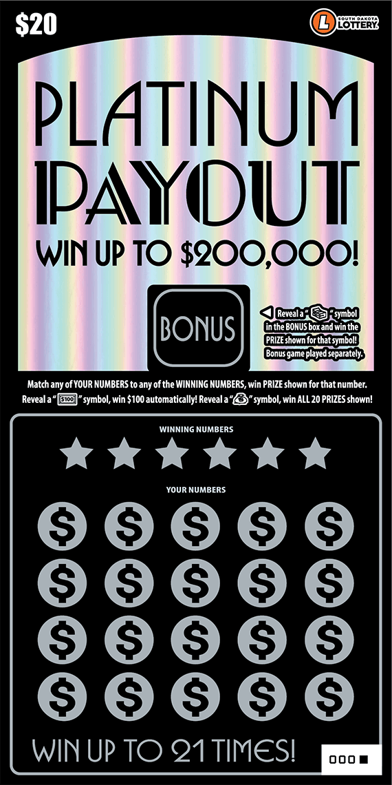 Platinum Payout South Dakota Lottery scratch-off ticket