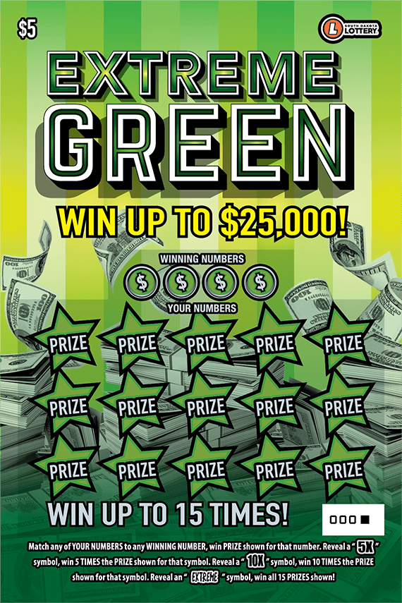 Extreme Green South Dakota Lottery scratch-off ticket