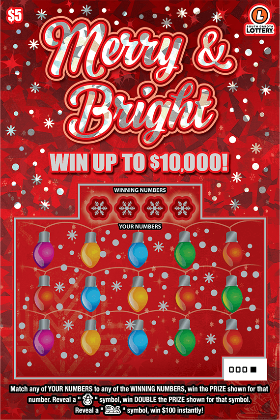Merry & Bright South Dakota Lottery scratch-off ticket