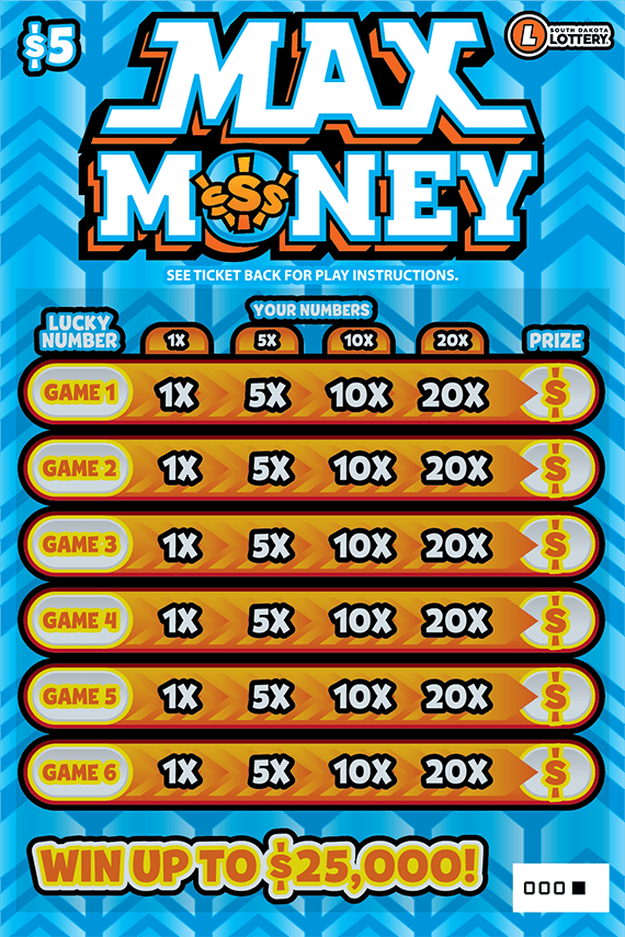 Max Money South Dakota Lottery scratch-off ticket