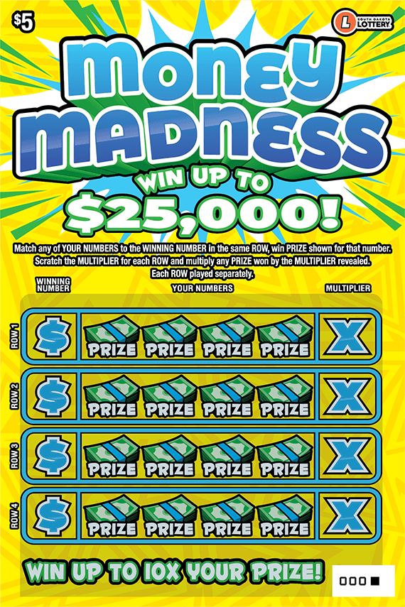 Money Madness South Dakota Lottery scratch-off ticket art