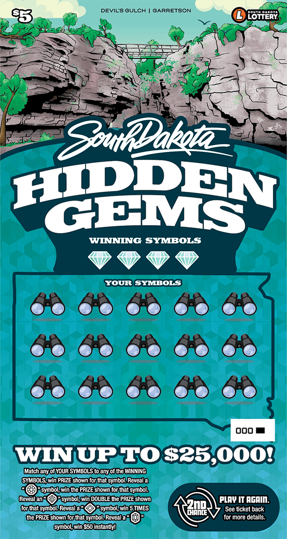 Hidden Gems South Dakota Lottery scratch-off ticket