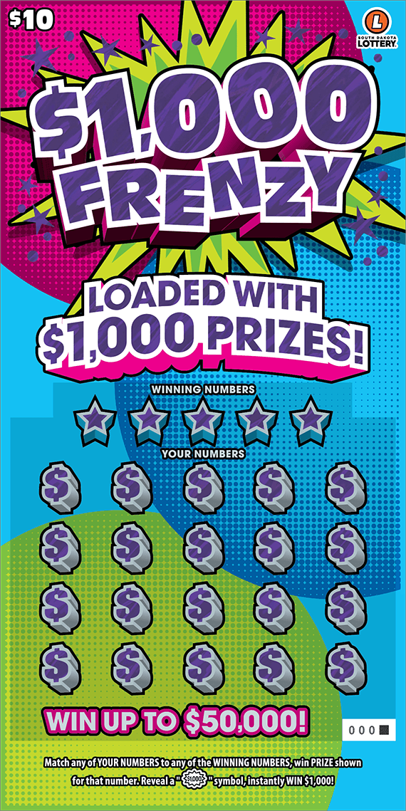 $1,000 Frenzy South Dakota Lottery scratch-off ticket