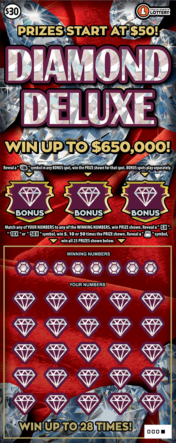 Diamond Deluxe South Dakota Lottery scratch-off ticket art