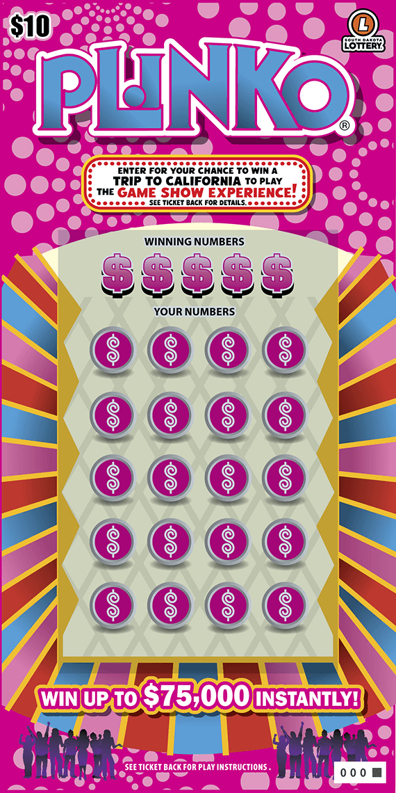 PLINKO South Dakota Lottery scratch-off ticket
