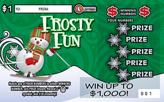 Frosty Fun South Dakota Lottery scratch-off ticket art