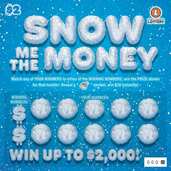 Snow Me The Money South Dakota Lottery scratch-off ticket art