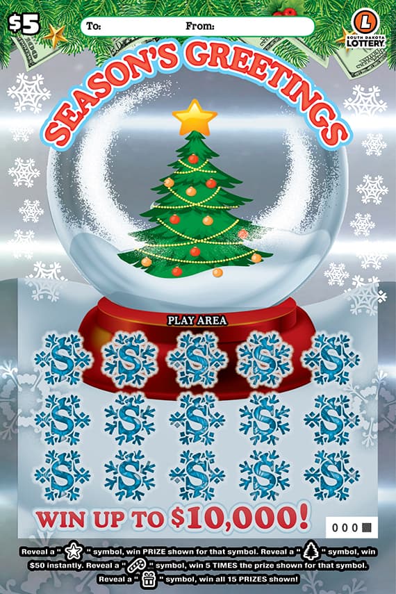 Season’s Greetings South Dakota Lottery scratch-off ticket art