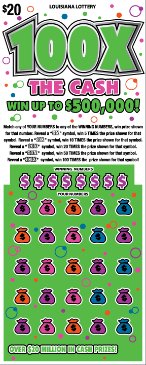 100x The Cash Louisiana Lottery scratch-off ticket