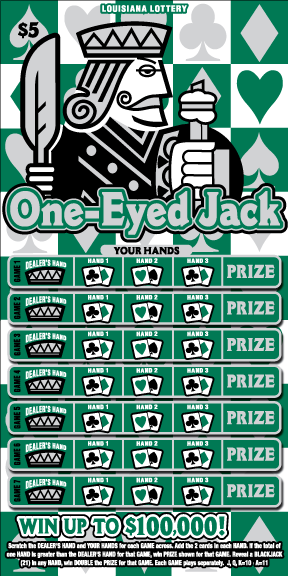 One-Eyed Jack Louisiana Lottery scratch-off ticket