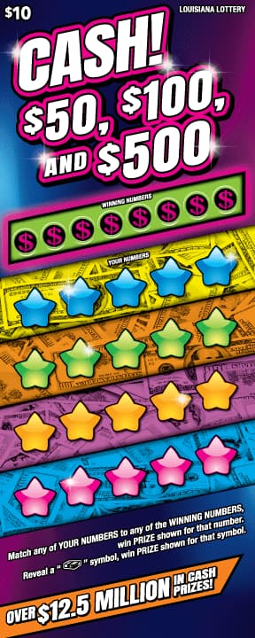 Cash! Louisiana Lottery scratch-off ticket