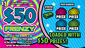 50 Frenzy Louisiana Lottery scratch-off ticket art