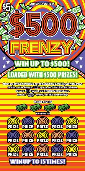 500 Frenzy Louisiana Lottery scratch-off ticket