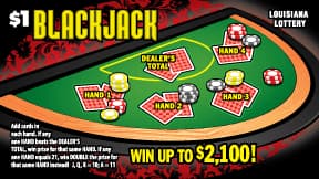 Blackjack Louisiana Lottery scratch-off ticket art