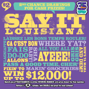Say It Louisiana Louisiana Lottery scratch-off ticket art