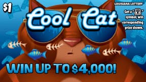 Cool Cat Louisiana Lottery scratch-off ticket art