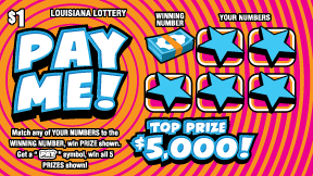 Pay Me! Louisiana Lottery scratch-off ticket art