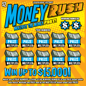 Money Rush Louisiana Lottery scratch-off ticket art