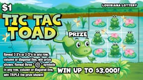 Tic Tac Toad Louisiana Lottery scratch-off ticket art
