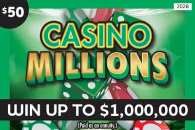 Casino Millions Minnesota Lottery scratch-off ticket art