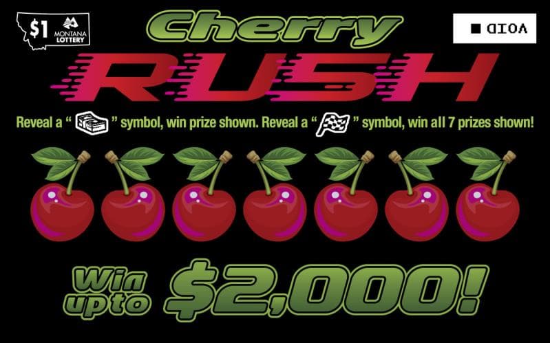 $1 Cherry Rush Montana Lottery scratch-off ticket art