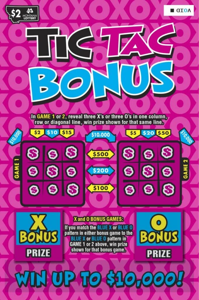 $2 Tic Tac Bonus Montana Lottery scratch-off ticket art
