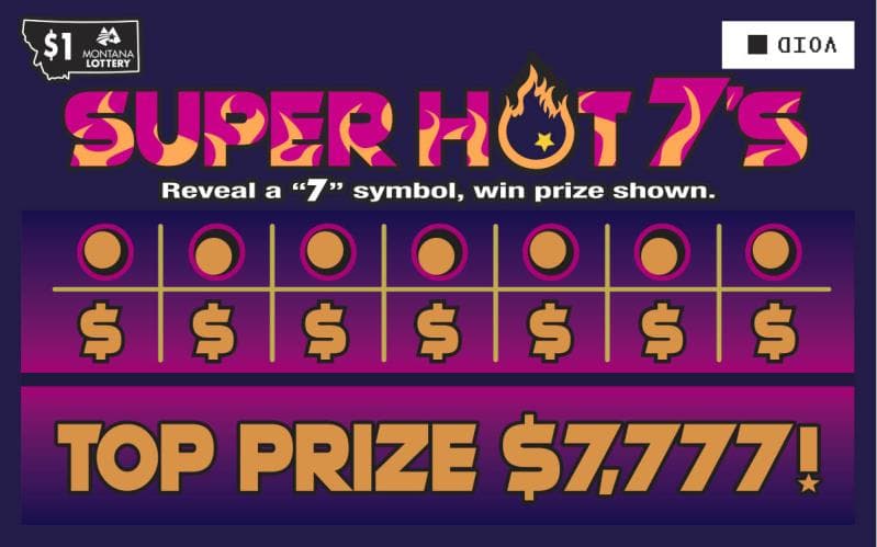 $1 Super Hot 7’s Montana Lottery scratch-off ticket art