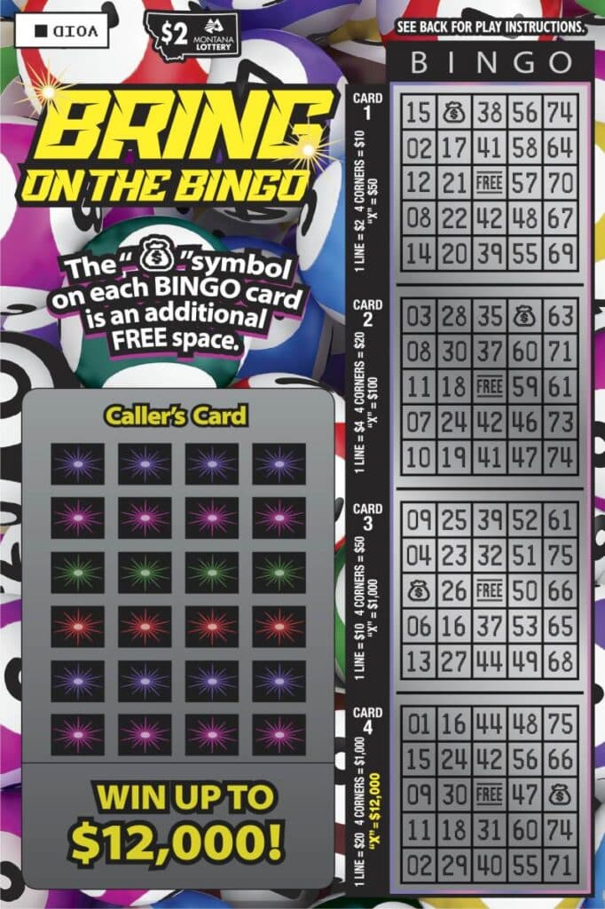 $2 Bring On The Bingo Montana Lottery scratch-off ticket art