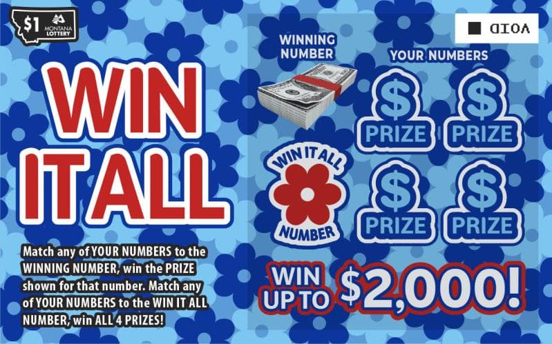 $1 Win It All Montana Lottery scratch-off ticket