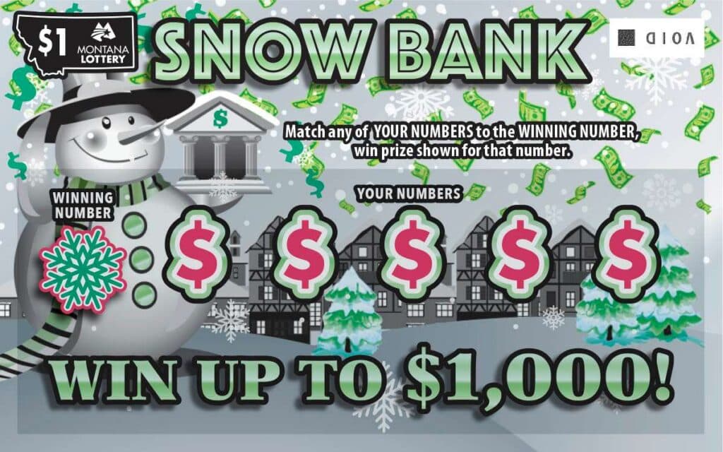 $1 Snow Bank Montana Lottery scratch-off ticket art