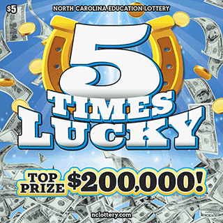 5 Times Lucky North Carolina Lottery scratch-off ticket