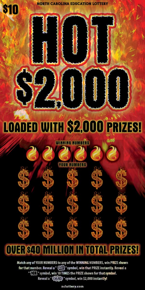 Hot $2,000 North Carolina Lottery scratch-off ticket art