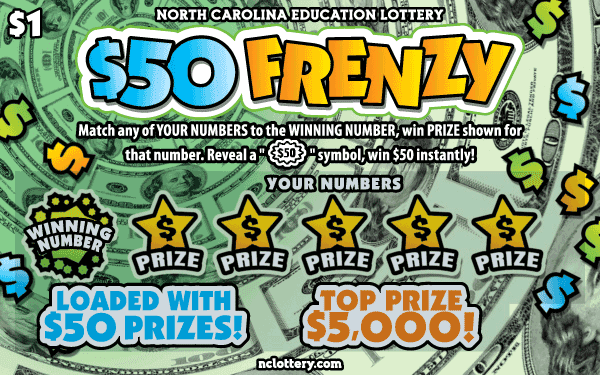 $50 Frenzy North Carolina Lottery scratch-off ticket art