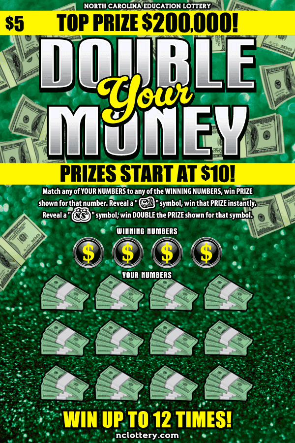 Double Your Money North Carolina Lottery scratch-off ticket art