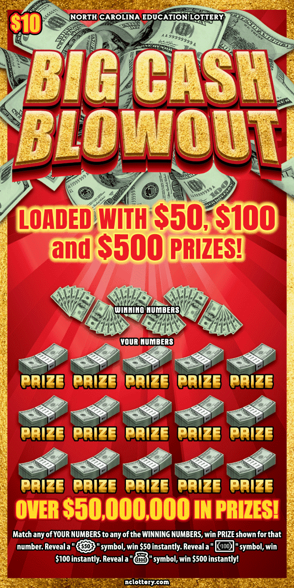 Big Cash Blowout North Carolina Lottery scratch-off ticket