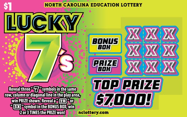 Lucky 7s North Carolina Lottery scratch-off ticket