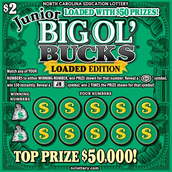 Jr Big Ol Bucks North Carolina Lottery scratch-off ticket art