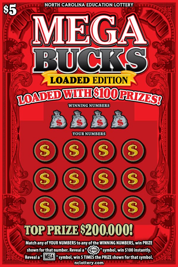 Mega Bucks North Carolina Lottery scratch-off ticket art