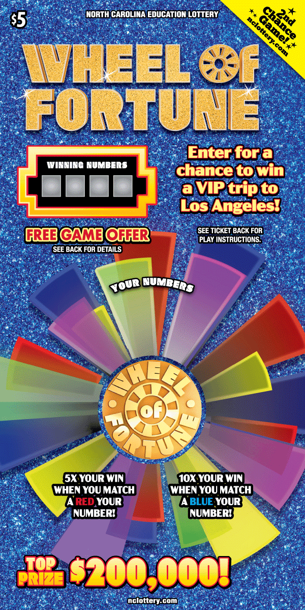 Wheel of Fortune North Carolina Lottery scratch-off ticket
