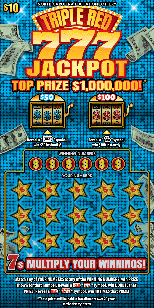 Triple Red 777 Jackpot North Carolina Lottery scratch-off ticket art