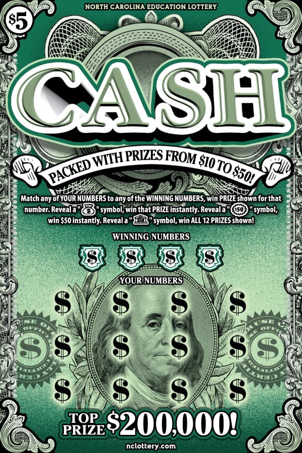 CASH North Carolina Lottery scratch-off ticket art