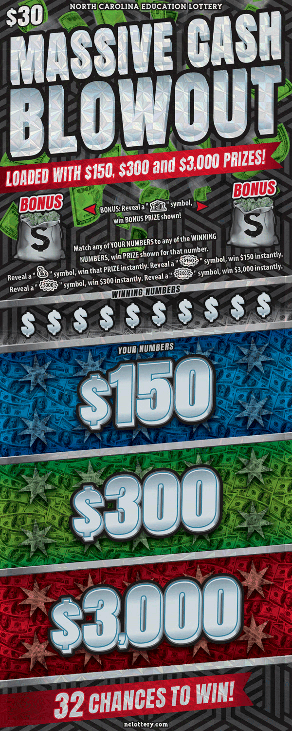 Massive Cash Blowout North Carolina Lottery scratch-off ticket
