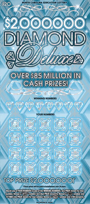 $2,000,000 Diamond Deluxe North Carolina Lottery scratch-off ticket
