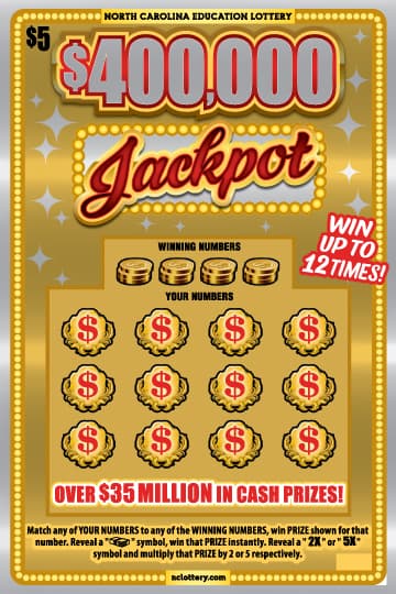 $400,000 Jackpot North Carolina Lottery scratch-off ticket